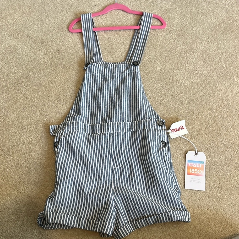 Striped overalls never worn adjustable straps